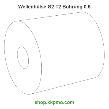 Wellenhülse / Ø 2.0 mmLänge (T) mm 2.0Bohrung (D) mm 0.60 Presspassung PPOM-C natur[WH-d2-T2-D0.6P-PN]