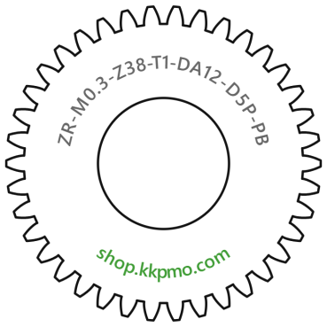 Zahnrad M0.3 / 38 Z AD 12.0mmBohrung (D) mm 5.00 Presspassung PBreite (T) mm 1.0POM-C schwarz[ZR-M0.3-Z38-T1-DA12-D5P-PB]