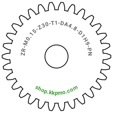 Zahnrad M0.15 / 30 Z AD 4.80mmBohrung (D) mm 1.00 H9Breite (T) mm 1.0POM-C natur[ZR-M0.15-Z30-T1-DA4.8-D1H9-PN]