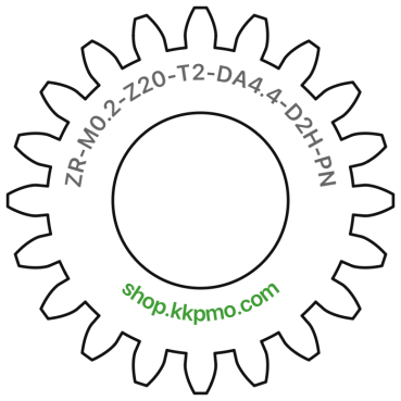 Zahnrad M0.2 / 20 Z AD 4,4mmBohrung (D) mm 2,00 Spielpassung HBreite (T) mm 2,0POM-C natur[ZR-M0.2-Z20-T2-DA4.4-D2H-PN]