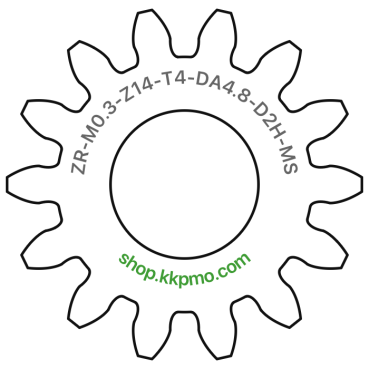 Zahnrad M0.3 / 14 Z AD 4,8mmBohrung (D) mm 2,00 Spielpassung HBreite (T) mm 4,0Messing MO58[ZR-M0.3-Z14-T4-DA4.8-D2H-MS]