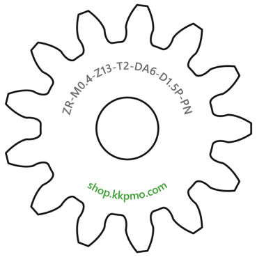 Zahnrad M0.4 / 13 Z AD 6,0mmBohrung (D) mm 1,50 Presspassung PBreite (T) mm 2,0POM-C natur[ZR-M0.4-Z13-T2-DA6-D1.5P-PN]
