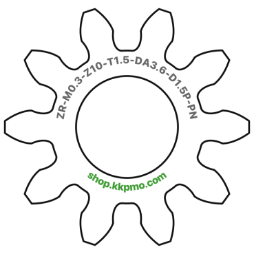 Zahnrad M0.3 / 10 Z AD 3,6mmBohrung (D) mm 1,50 Presspassung PBreite (T) mm 1,5POM-C natur[ZR-M0.3-Z10-T1.5-DA3.6-D1.5P-PN]