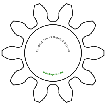 Zahnrad M0.3 / 10 Z AD 3,6mmBohrung (D) mm 2,00 Presspassung PBreite (T) mm 1,5POM-C natur[ZR-M0.3-Z10-T1.5-DA3.6-D2P-PN]