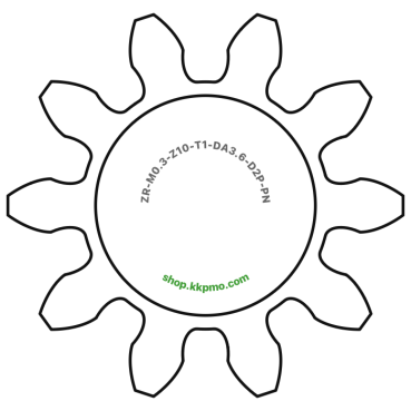 Zahnrad M0.3 / 10 Z AD 3,6mmBohrung (D) mm 2,00 Presspassung PBreite (T) mm 1,0POM-C natur[ZR-M0.3-Z10-T1-DA3.6-D2P-PN]
