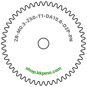 Zahnrad M0.3 / 50 Z AD 15,6mmBohrung (D) mm 2,00 Presspassung PBreite (T) mm 1,0POM-C natur[ZR-M0.3-Z50-T1-DA15.6-D2P-PN]