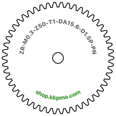 Zahnrad M0.3 / 50 Z AD 15,6mmBohrung (D) mm 1,50 Presspassung PBreite (T) mm 1,0POM-C natur[ZR-M0.3-Z50-T1-DA15.6-D1.5P-PN]