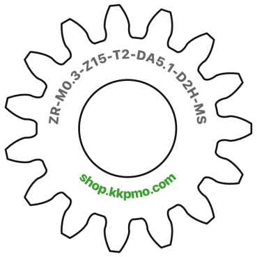 Zahnrad M0.3 / 15 Z AD 5,1mmBohrung (D) mm 2,00 Spielpassung HBreite (T) mm 2,0Messing MO58[ZR-M0.3-Z15-T2-DA5.1-D2H-MS]