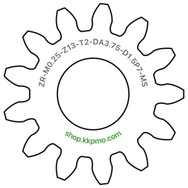 Zahnrad M0.25 / 13 Z AD 3.75mmBohrung (D) mm 1.50 P7Breite (T) mm 2.0Messing MO58[ZR-M0.25-Z13-T2-DA3.75-D1.5P7-MS]