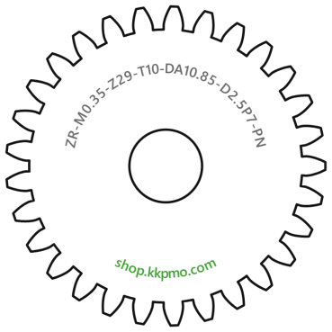 Zahnrad M0.35 / 29 Z AD 10,85mmBohrung (D) mm 2,50 P7Breite (T) mm 10,0POM-C natur[ZR-M0.35-Z29-T10-DA10.85-D2.5P7-PN]Antriebswelle (Dm 2,48mm) von Vintage Drucker für C64