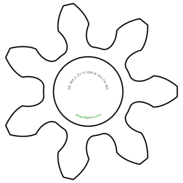 Zahnrad M0.2 / 7 Z AD 1.8mmBohrung (D) mm 0.70 Spielpassung HBreite (T) mm 1.0Messing MO58[ZR-M0.2-Z7-T1-DA1.8-D0.7H-MS]