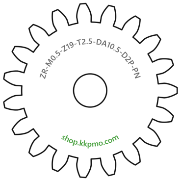 Zahnrad M0.5 / 19 Z AD 10.5mmBohrung (D) mm 2.00 Presspassung PBreite (T) mm 2.5POM-C natur[ZR-M0.5-Z19-T2.5-DA10.5-D2P-PN]