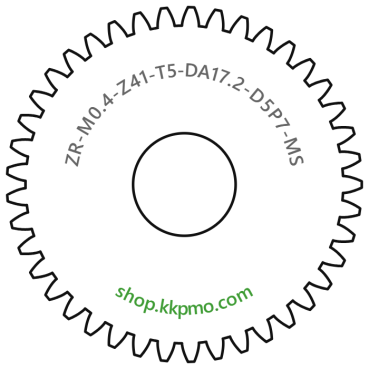 Zahnrad M0.4 / 41 Z AD 17.20mmBohrung (D) mm 5.00 P7Breite (T) mm 5.0Messing MO58[ZR-M0.4-Z41-T5-DA17.2-D5P7-MS]