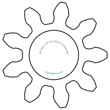Zahnrad M0.2 / 9 Z AD 2.20mmBohrung (D) mm 1.00 H9Breite (T) mm 2.5Messing MO58[ZR-M0.2-Z9-T2.5-DA2.2-D1H9-MS]