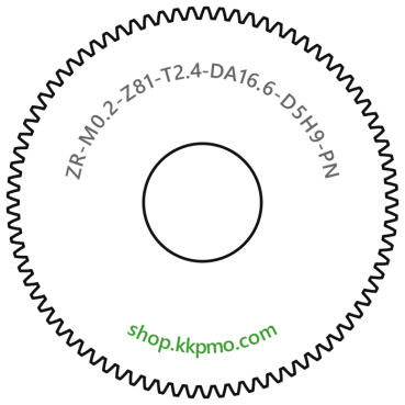 Zahnrad M0.2 / 81 Z AD 16.60mmBohrung (D) mm 5.00 H9Breite (T) mm 2.4POM-C natur[ZR-M0.2-Z81-T2.4-DA16.6-D5H9-PN]