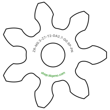 Zahnrad M0.3 / 7 Z AD 2.7mmBohrung (D) mm 0.60 Presspassung PBreite (T) mm 2.0POM-C natur[ZR-M0.3-Z7-T2-DA2.7-D0.6P-PN]