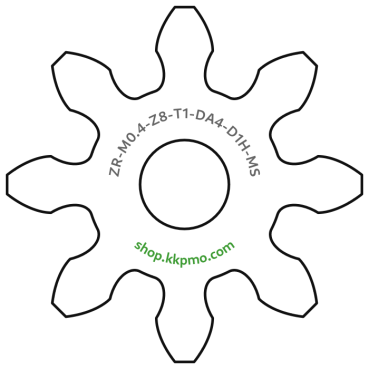 Zahnrad M0.4 / 8 Z AD 4,0mmBohrung (D) mm 1,00 Spielpassung HBreite (T) mm 1,0Messing MO58[ZR-M0.4-Z8-T1-DA4-D1H-MS]
