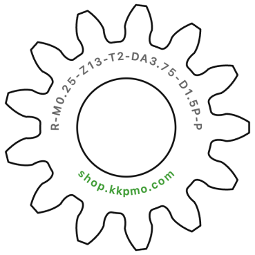 Zahnrad M0.25 / 13 Z AD 3.8mmBohrung (D) mm 1.50 Presspassung PBreite (T) mm 2.0POM-C schwarz[ZR-M0.25-Z13-T2-DA3.75-D1.5P-PB]