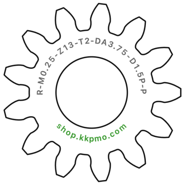 Zahnrad M0.25 / 13 Z AD 3.8mmBohrung (D) mm 1.50 Presspassung PBreite (T) mm 2.0POM-C natur[ZR-M0.25-Z13-T2-DA3.75-D1.5P-PN]