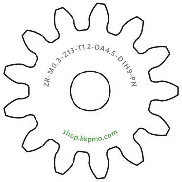 Zahnrad M0.3 / 13 Z AD 4.50mmBohrung (D) mm 1.00 H9Breite (T) mm 1.2POM-C natur[ZR-M0.3-Z13-T1.2-DA4.5-D1H9-PN]