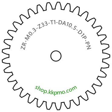 Zahnrad M0.3 / 33 Z AD 10.5mmBohrung (D) mm 1.00 Presspassung PBreite (T) mm 1.0POM-C natur[ZR-M0.3-Z33-T1-DA10.5-D1P-PN]