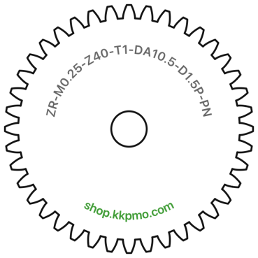 Zahnrad M0.25 / 40 Z AD 10,5mmBohrung (D) mm 1,50 Presspassung PBreite (T) mm 1,0POM-C natur[ZR-M0.25-Z40-T1-DA10.5-D1.5P-PN]