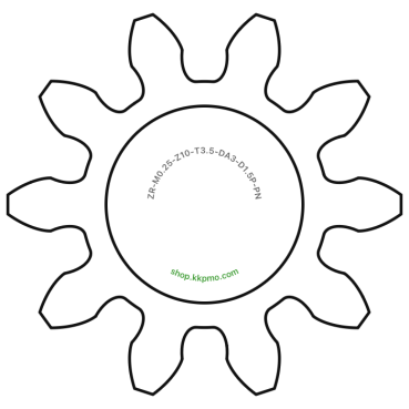Zahnrad M0.25 / 10 Z AD 3,0mmBohrung (D) mm 1,50 Presspassung PBreite (T) mm 3,5POM-C natur[ZR-M0.25-Z10-T3.5-DA3-D1.5P-PN]