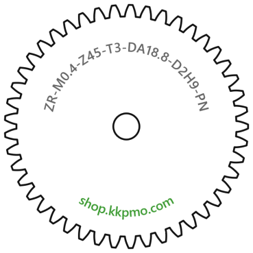 Zahnrad M0.4 / 45 Z AD 18,80mmBohrung (D) mm 2,00 H9Breite (T) mm 3,0POM-C natur[ZR-M0.4-Z45-T3-DA18.8-D2H9-PN]