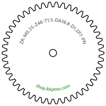 Zahnrad M0.35 / 46 Z AD 16,80mmBohrung (D) mm 1,20 P7Breite (T) mm 1,5POM-C natur[ZR-M0.35-Z46-T1.5-DA16.8-D1.2P7-PN]