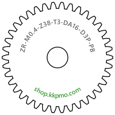 Zahnrad M0.4 / 38 Z AD 16,0mmBohrung (D) mm 3,00 Presspassung PBreite (T) mm 3,0POM-C schwarz[ZR-M0.4-Z38-T3-DA16-D3P-PB]Brother P-touch D600