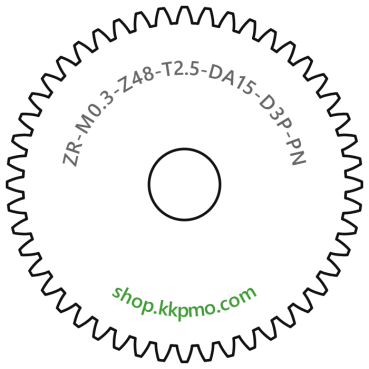 Zahnrad M0.3 / 48 Z AD 15.0mmBohrung (D) mm 3.00 Presspassung PBreite (T) mm 2.5POM-C natur[ZR-M0.3-Z48-T2.5-DA15-D3P-PN]