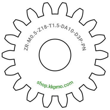 Zahnrad M0.5 / 18 Z AD 10.0mmBohrung (D) mm 3.00 Presspassung PBreite (T) mm 1.5POM-C natur[ZR-M0.5-Z18-T1.5-DA10-D3P-PN]
