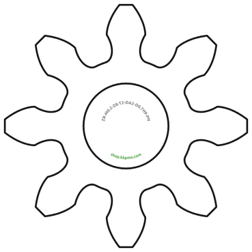Zahnrad M0.2 / 8 Z AD 2,0mmBohrung (D) mm 0,70 Spielpassung H9Breite (T) mm 2,0POM-C natur[ZR-M0.2-Z8-T2-DA2-D0.7H9-PN]