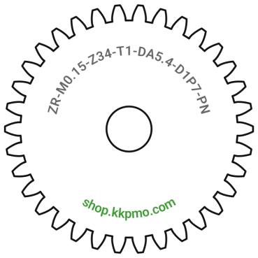 Zahnrad M0.15 / 34 Z AD 5.40mmBohrung (D) mm 1.00 P7Breite (T) mm 1.0POM-C natur[ZR-M0.15-Z34-T1-DA5.4-D1P7-PN]
