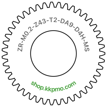 Zahnrad M0.2 / 43 Z AD 9,0mmBohrung (D) mm 4,00 Spielpassung HBreite (T) mm 2,0Messing MO58[ZR-M0.2-Z43-T2-DA9-D4H-MS]