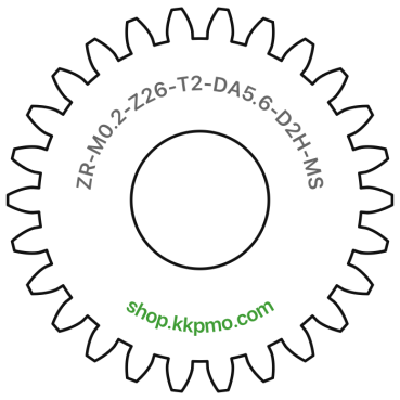 Zahnrad M0.2 / 26 Z AD 5,6mmBohrung (D) mm 2,00 Spielpassung HBreite (T) mm 2,0Messing MO58[ZR-M0.2-Z26-T2-DA5.6-D2H-MS]