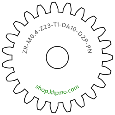 Zahnrad M0.4 / 23 Z AD 10,0mmBohrung (D) mm 2,00 Presspassung PBreite (T) mm 1,0POM-C natur[ZR-M0.4-Z23-T1-DA10-D2P-PN]
