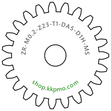 Zahnrad M0.2 / 23 Z AD 5.0mmBohrung (D) mm 1.00 Spielpassung HBreite (T) mm 1.0Messing MO58[ZR-M0.2-Z23-T1-DA5-D1H-MS]