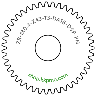 Zahnrad M0.4 / 43 Z AD 18.0mmBohrung (D) mm 5.00 Presspassung PBreite (T) mm 3.0POM-C natur[ZR-M0.4-Z43-T3-DA18-D5P-PN]