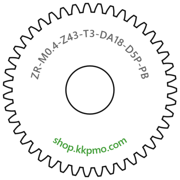 Zahnrad M0.4 / 43 Z AD 18,0mmBohrung (D) mm 5,00 Presspassung PBreite (T) mm 3,0POM-C schwarz[ZR-M0.4-Z43-T3-DA18-D5P-PB]