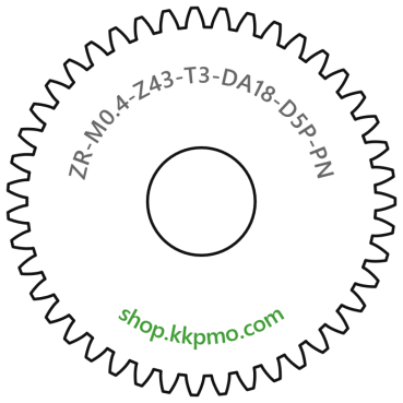 Zahnrad M0.4 / 43 Z AD 18,0mmBohrung (D) mm 5,00 Presspassung PBreite (T) mm 3,0POM-C natur[ZR-M0.4-Z43-T3-DA18-D5P-PN]