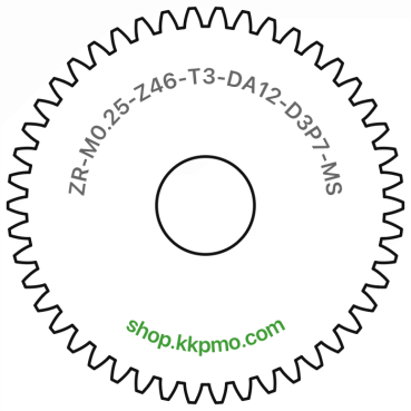 Zahnrad M0.25 / 46 Z AD 12,00mmBohrung (D) mm 3,00 P7Breite (T) mm 3,0Messing MO58[ZR-M0.25-Z46-T3-DA12-D3P7-MS]Ersatzzahnrad