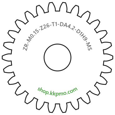 Zahnrad M0.15 / 26 Z AD 4,20mmBohrung (D) mm 1,00 H9Breite (T) mm 1,0Messing MO58[ZR-M0.15-Z26-T1-DA4.2-D1H9-MS]