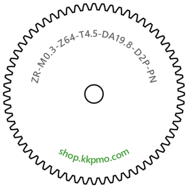 Zahnrad M0.3 / 64 Z AD 19.8mmBohrung (D) mm 2.00 Presspassung PBreite (T) mm 4.5POM-C natur[ZR-M0.3-Z64-T4.5-DA19.8-D2P-PN]