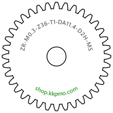 Zahnrad M0.3 / 36 Z AD 11.4mmBohrung (D) mm 2.00 Spielpassung HBreite (T) mm 1.0Messing MO58[ZR-M0.3-Z36-T1-DA11.4-D2H-MS]