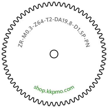 Zahnrad M0.3 / 64 Z AD 19,8mmBohrung (D) mm 1,50 Presspassung PBreite (T) mm 2,0POM-C natur[ZR-M0.3-Z64-T2-DA19.8-D1.5P-PN]