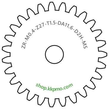 Zahnrad M0.4 / 27 Z AD 11.6mmBohrung (D) mm 2.00 Spielpassung HBreite (T) mm 1.5Messing MO58[ZR-M0.4-Z27-T1.5-DA11.6-D2H-MS]