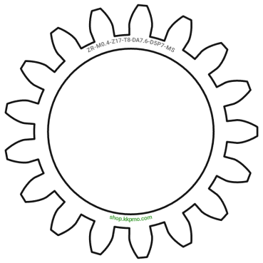 Zahnrad M0.4 / 17 Z AD 7,60mmBohrung (D) mm 5,00 P7Breite (T) mm 8,0Messing MO58[ZR-M0.4-Z17-T8-DA7.6-D5P7-MS]