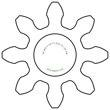 Zahnrad M0.3 / 8 Z AD 3,0mmBohrung (D) mm 1,20 Presspassung PBreite (T) mm 1,0POM-C natur[ZR-M0.3-Z8-T1-DA3-D1.2P-PN]