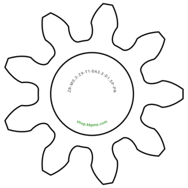 Zahnrad M0.3 / 9 Z AD 3,3mmBohrung (D) mm 1,50 Presspassung PBreite (T) mm 1,0POM-C natur[ZR-M0.3-Z9-T1-DA3.3-D1.5P-PN]